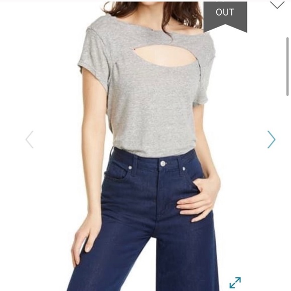 Free People Heather Grey Cutout Tee S - Picture 4 of 9
